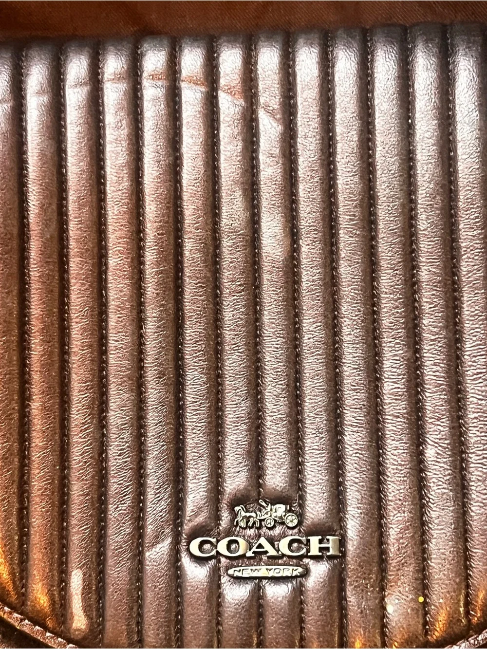 Coach Brown Quilted Leather Crossbody with Logo Tag